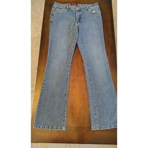 HFWZ T.G. Jeans Womens Size 9 Medium Wash Bootcut Denim Y2K Pink Embroidery